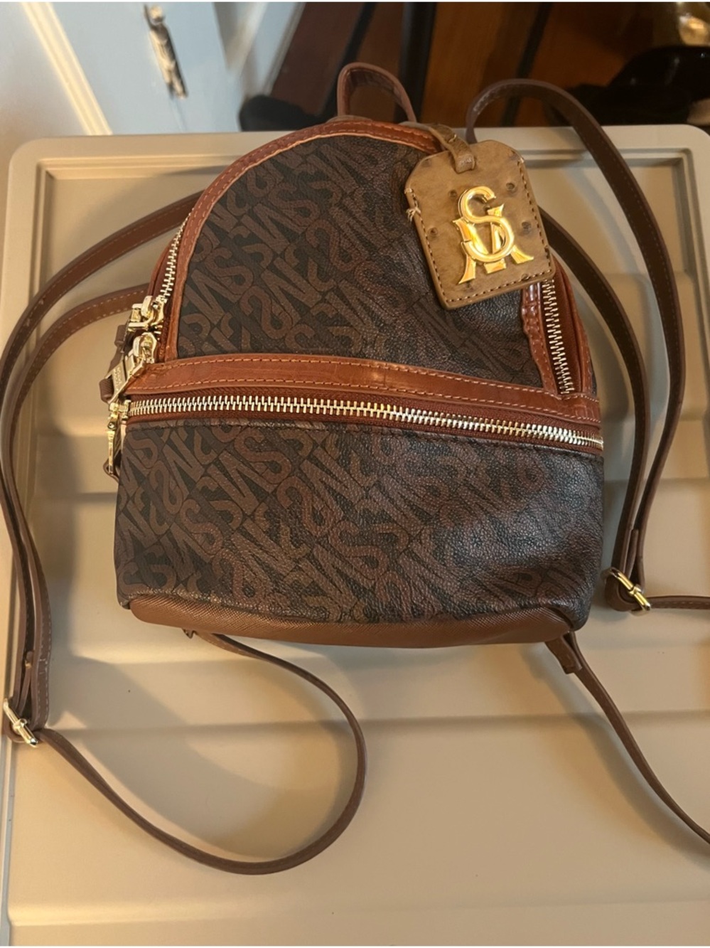Steve Madden Brown small backpack with Beige Lining